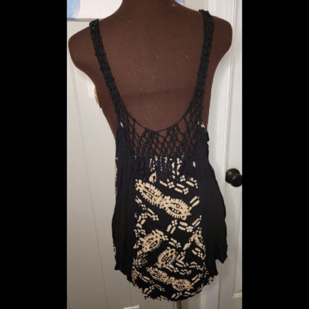 Free People Boho Bleached Tie Dye Look Fringe Tank - Picture 8 of 10